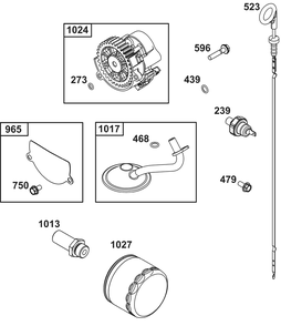 Lubrication Group Diagram and Parts List for 540477-0129-B5 400000 - 699999 Briggs and Stratton Engine